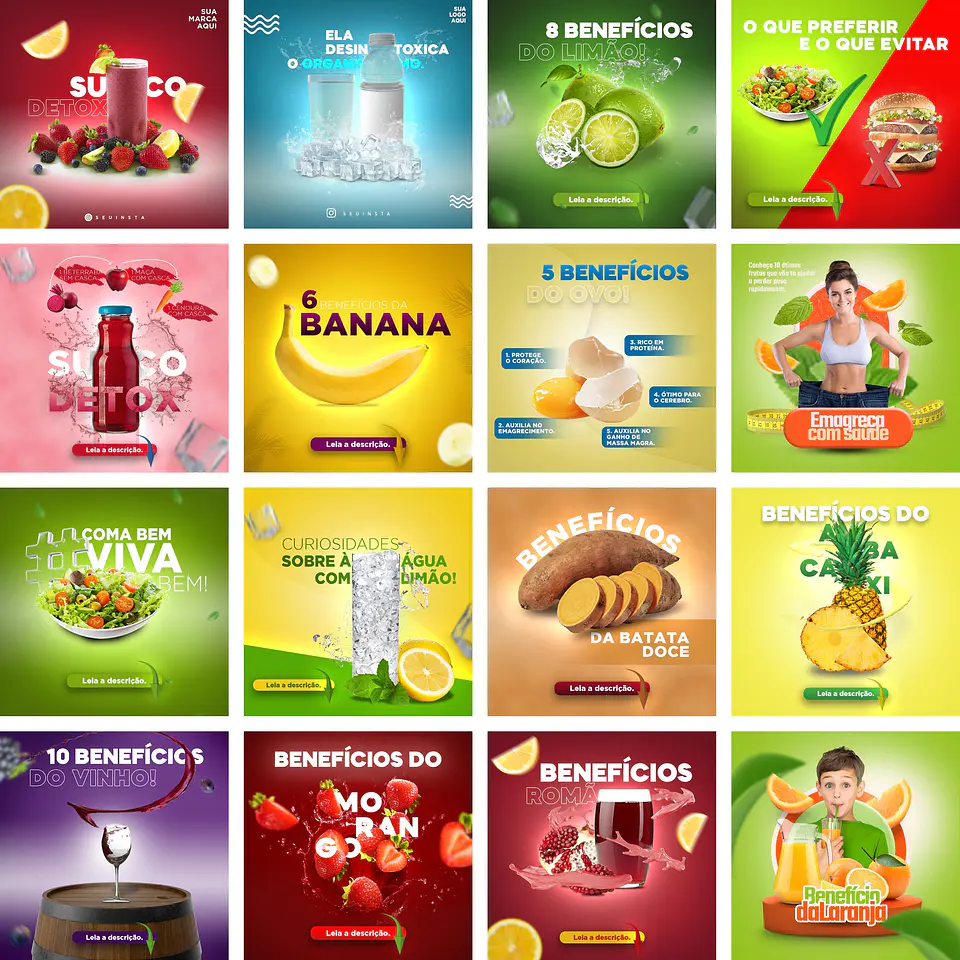 30 Artes Mídias Sociais Nutricionista Nutrição Editáveis Photoshop + Png 2