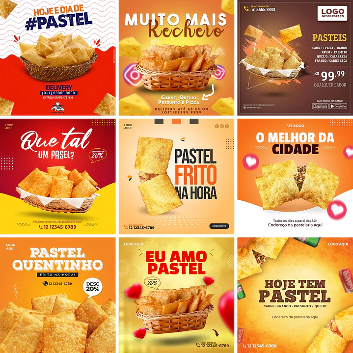17 Artes Mídias Sociais Pastelaria Pastel Editáveis Photoshop + Png 2