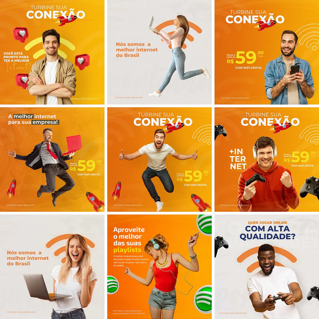 40 Artes Mídias Sociais Provedor de Internet Editáveis Photoshop + Png 2