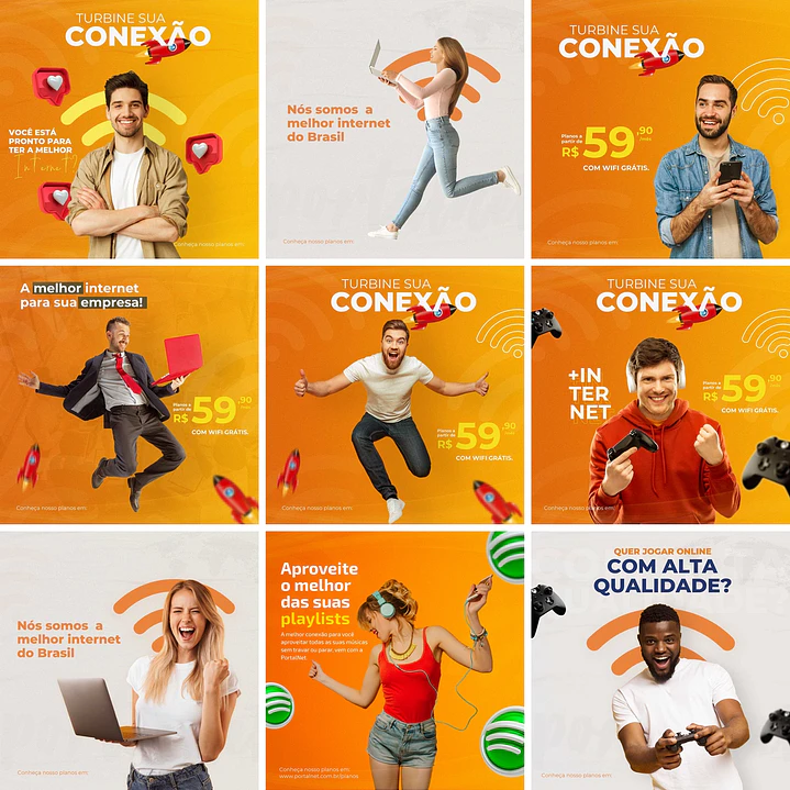 40 Artes Mídias Sociais Provedor de Internet Editáveis Photoshop + Png 2
