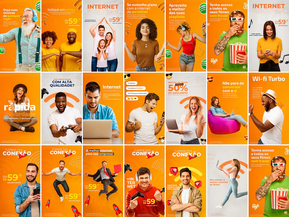40 Artes Mídias Sociais Provedor de Internet Editáveis Photoshop + Png 3