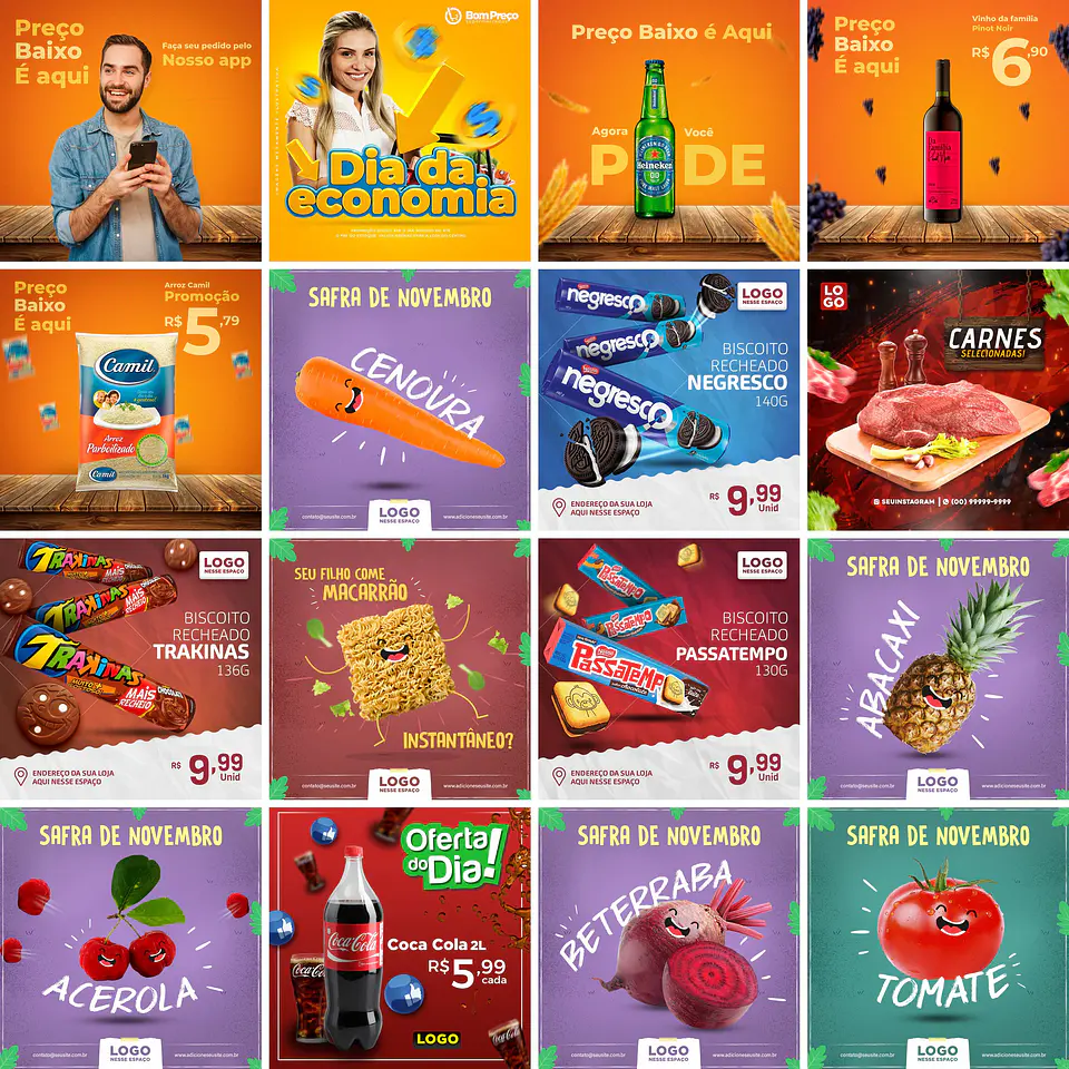 35 Artes Mídias Sociais Supermercados Editáveis Photoshop + Png 2