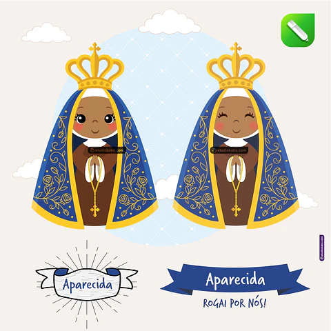 Kit Digital Vetor Santinho Nossa Senhora da Aparecida Editaveis Corel Draw + Png