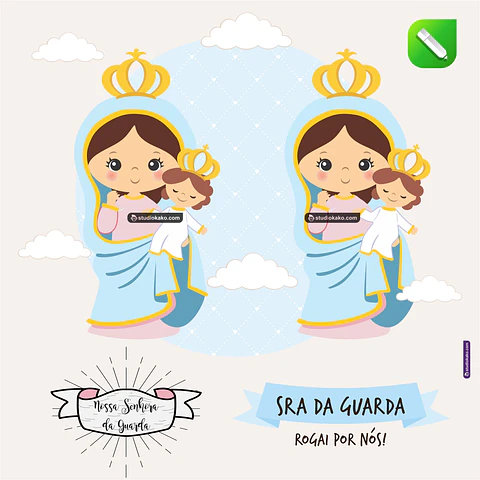 Kit Digital Vetor Santinhos Nossa Senhora da Guarda Editaveis Corel Draw + Png