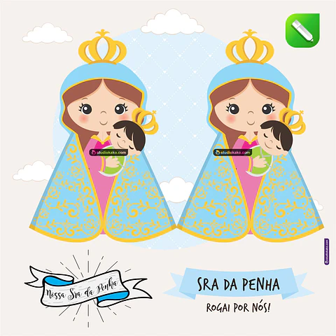 Kit Digital Vetor Santinhos Nossa Senhora da Penha Editaveis Corel Draw + Png