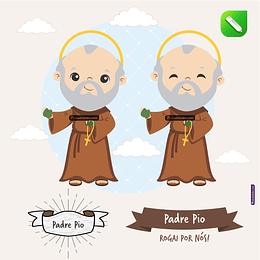 Kit Digital Vetor Santinhos Padre Pio Editaveis + Png