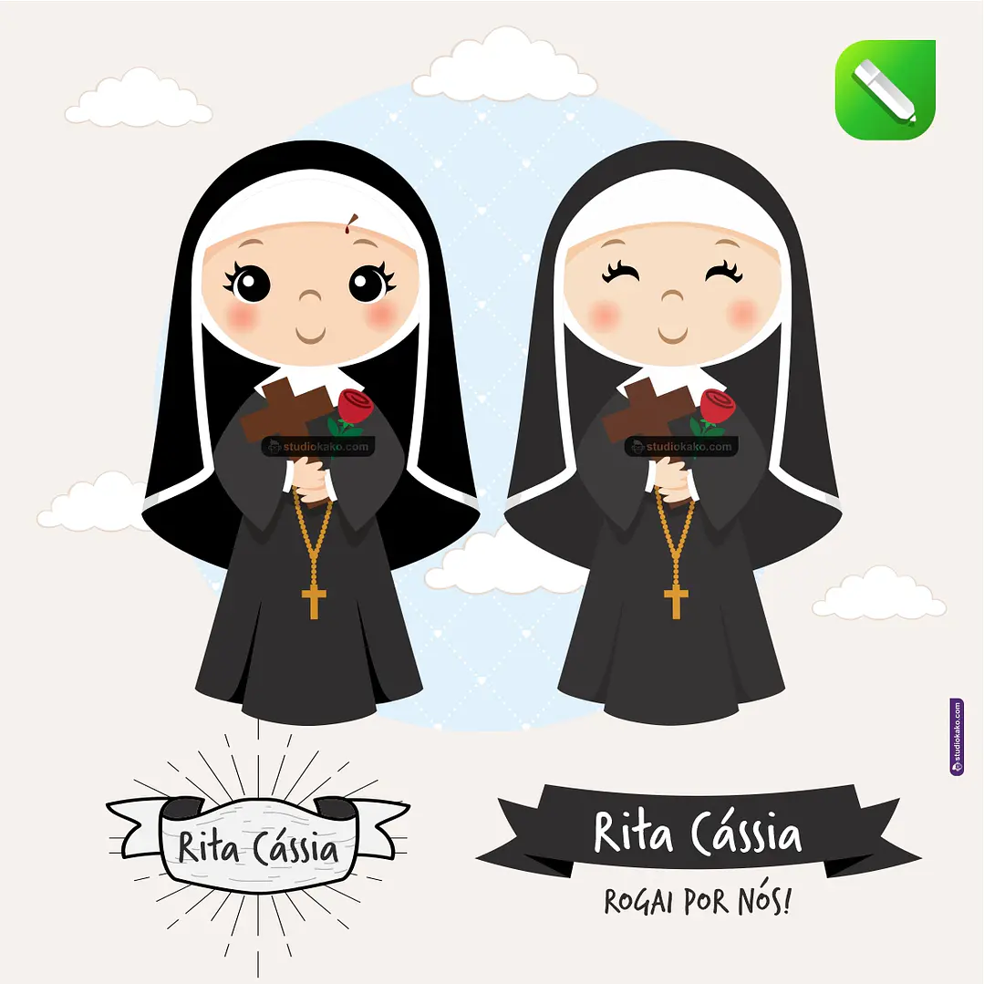 Kit Digital Vetor Santinhos Santa Rita de Cássia Editaveis + Png 1
