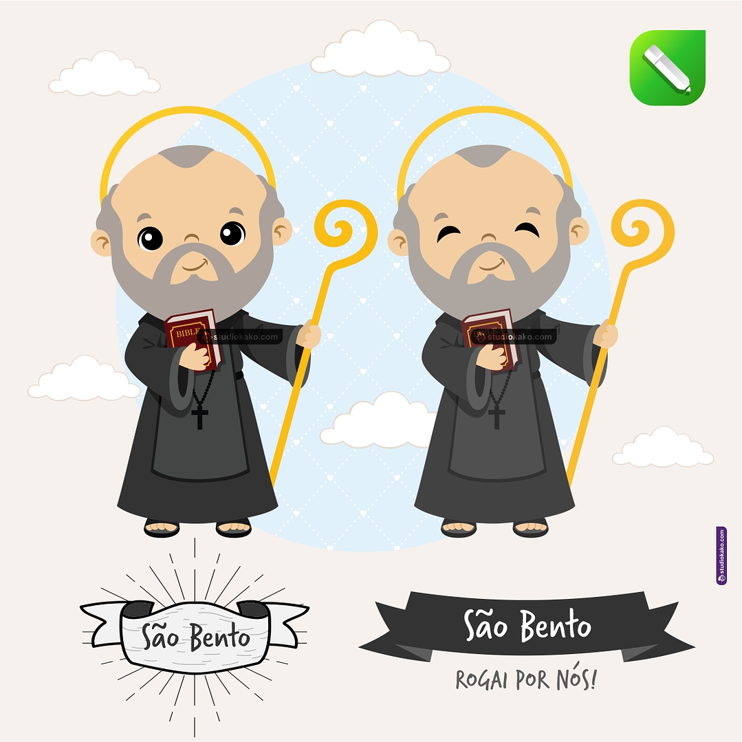 Kit Digital Vetor Santinhos São Bento Editaveis + Png 1