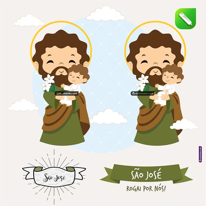 Kit Digital Vetor Santinhos São José Editaveis + Png 1