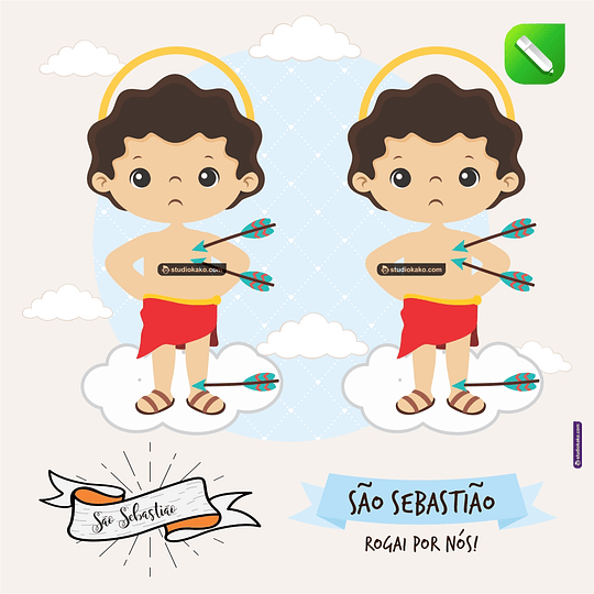 Kit Digital Vetor Santinhos São Sebastião Editaveis + Png