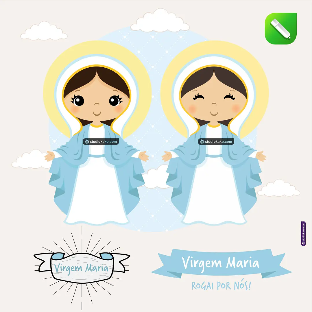 Kit Digital Vetor Santinhos Virgem Maria Editaveis + Png 1