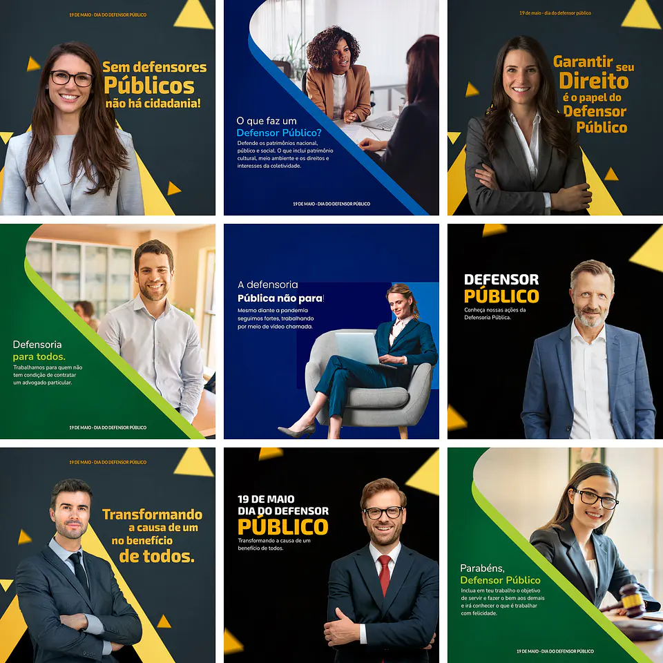20 Artes Mídias Sociais Advogados Defensor Público Editáveis Photoshop + Png 1