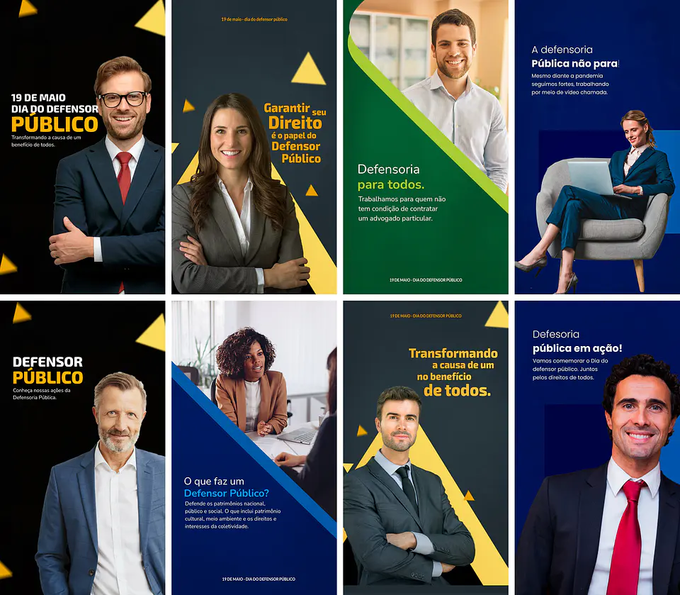 20 Artes Mídias Sociais Advogados Defensor Público Editáveis Photoshop + Png 2