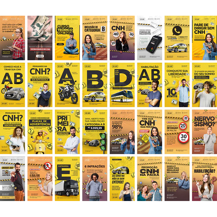 66 Artes Mídias Sociais Auto Escola Editáveis Photoshop + Png 3