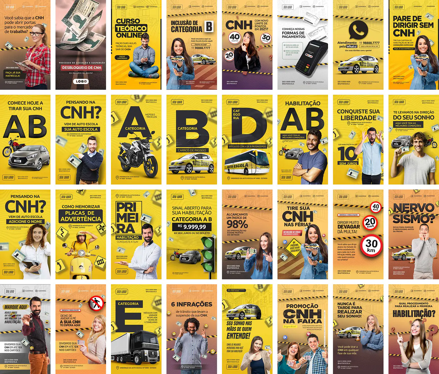 66 Artes Mídias Sociais Auto Escola Editáveis Photoshop + Png 3