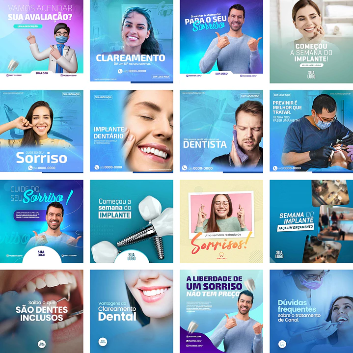 38 Artes Mídias Sociais Dentista Odonto Editáveis Photoshop + Png 1