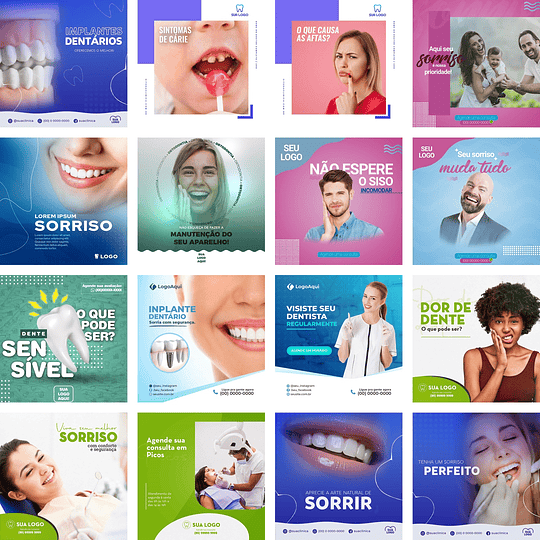 38 Artes Mídias Sociais Dentista Odonto Editáveis Photoshop + Png