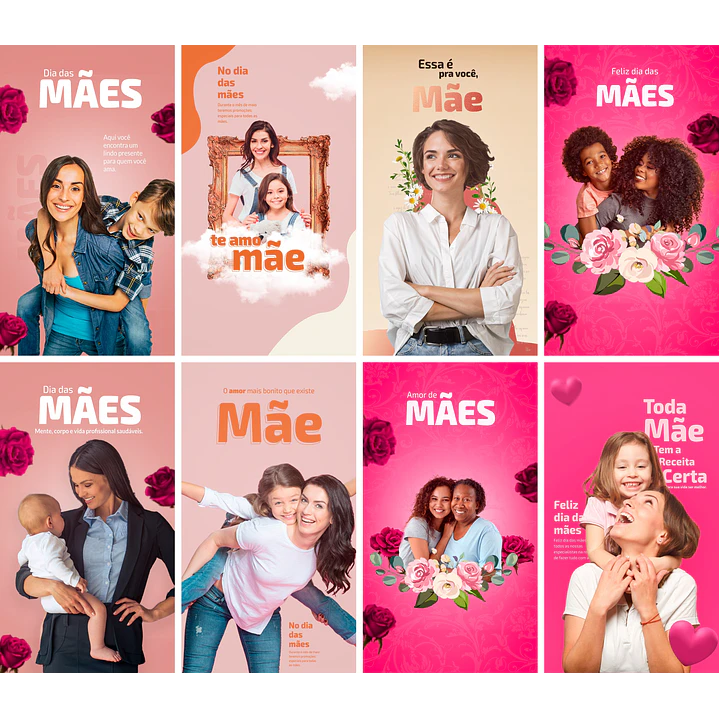20 Artes Mídias Sociais Dia das Mães Editáveis Photoshop + Png 2