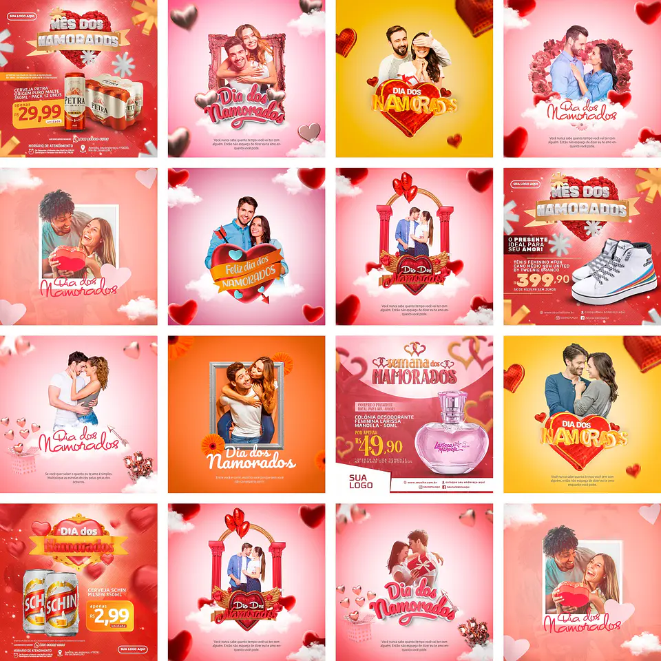 28 Artes Mídias Sociais Dia dos Namorados Editáveis Photoshop + Png 1