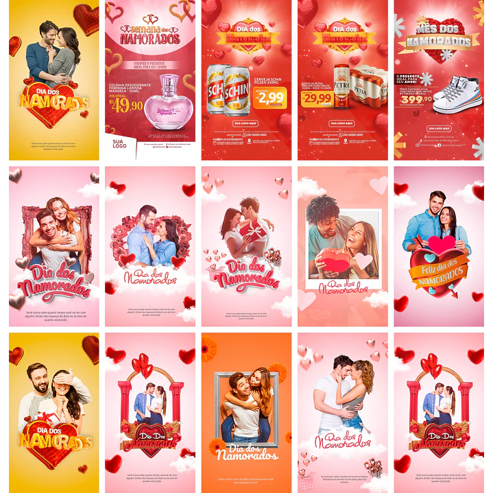 28 Artes Mídias Sociais Dia dos Namorados Editáveis Photoshop + Png 2