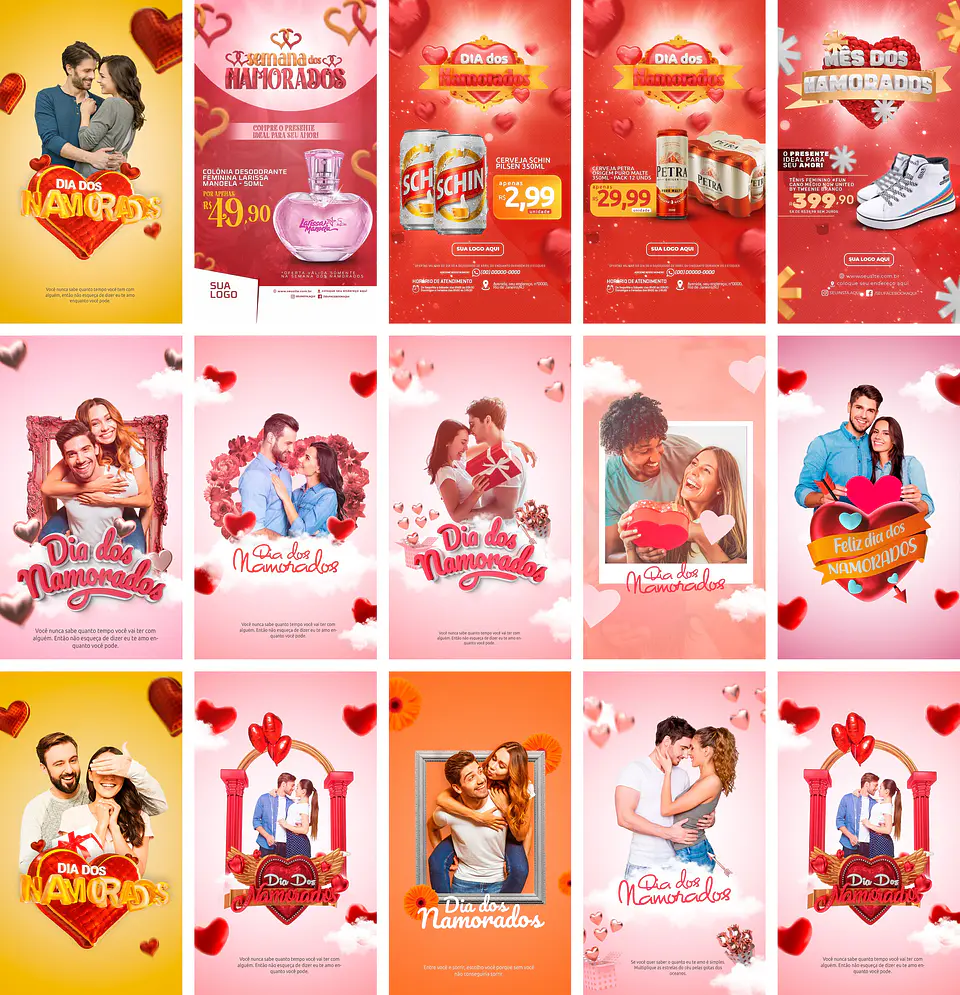 28 Artes Mídias Sociais Dia dos Namorados Editáveis Photoshop + Png 2