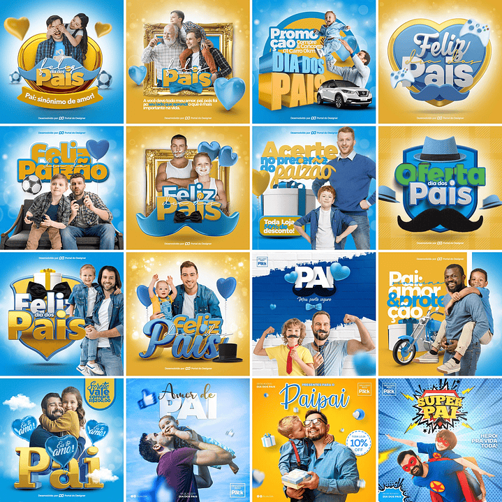 70 Artes Mídias Sociais Dia dos Pais 2 Editáveis Photoshop + Png 1