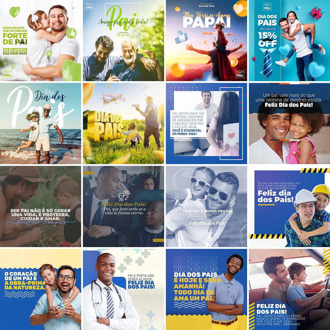 70 Artes Mídias Sociais Dia dos Pais 2 Editáveis Photoshop + Png 2