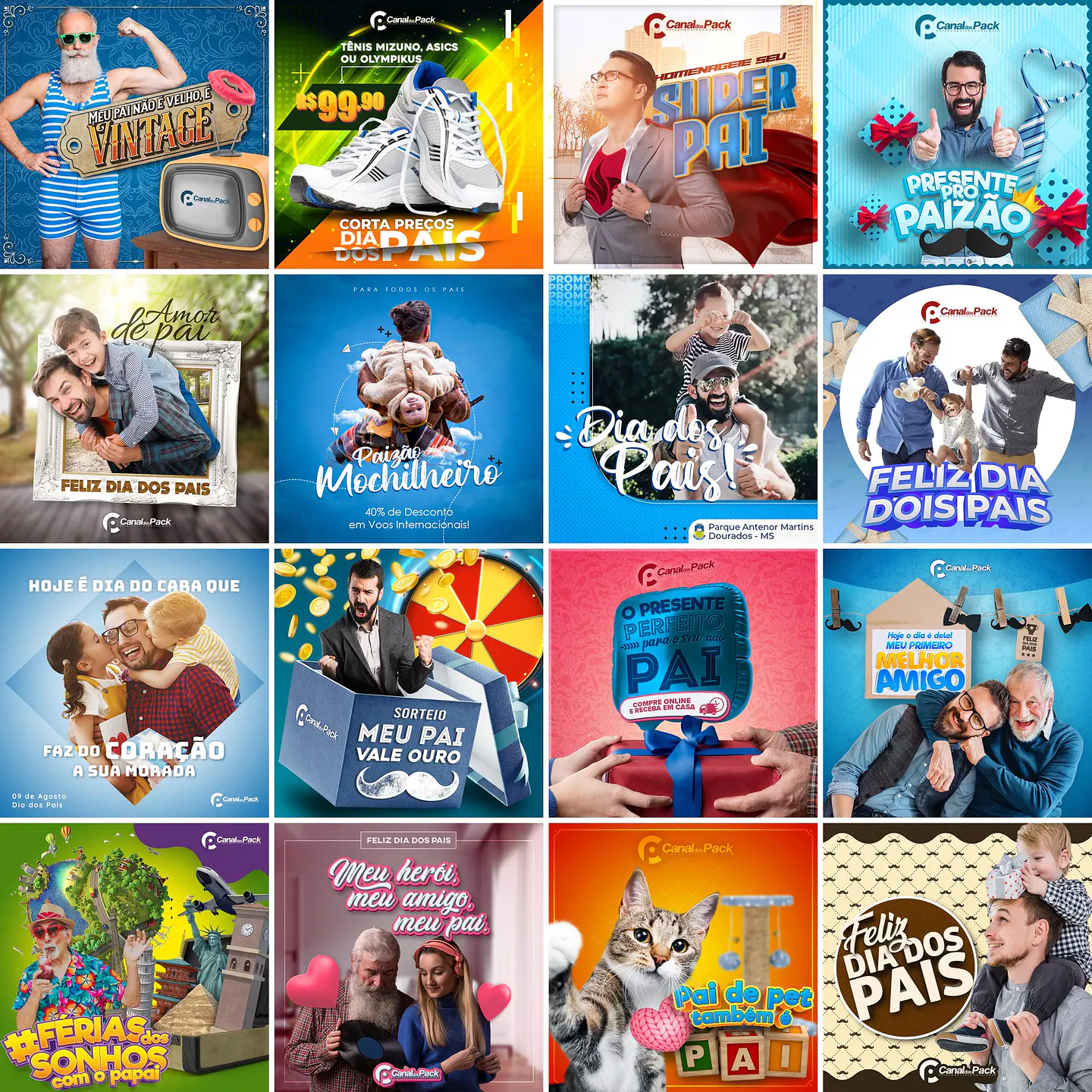 75 Artes Mídias Sociais Dia dos Pais 3 Editáveis Photoshop + Png 4