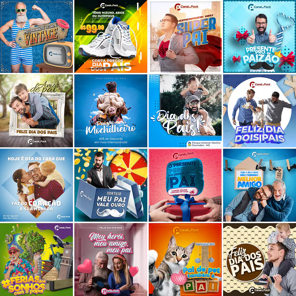 75 Artes Mídias Sociais Dia dos Pais 3 Editáveis Photoshop + Png 4