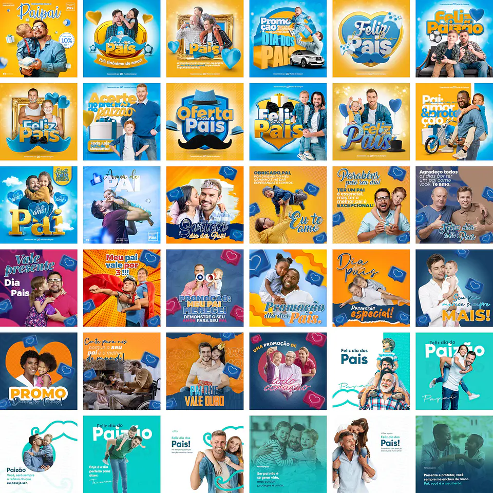 300 Artes Mídias Sociais Dia dos Pais 3.0 Editáveis Photoshop + Png 1