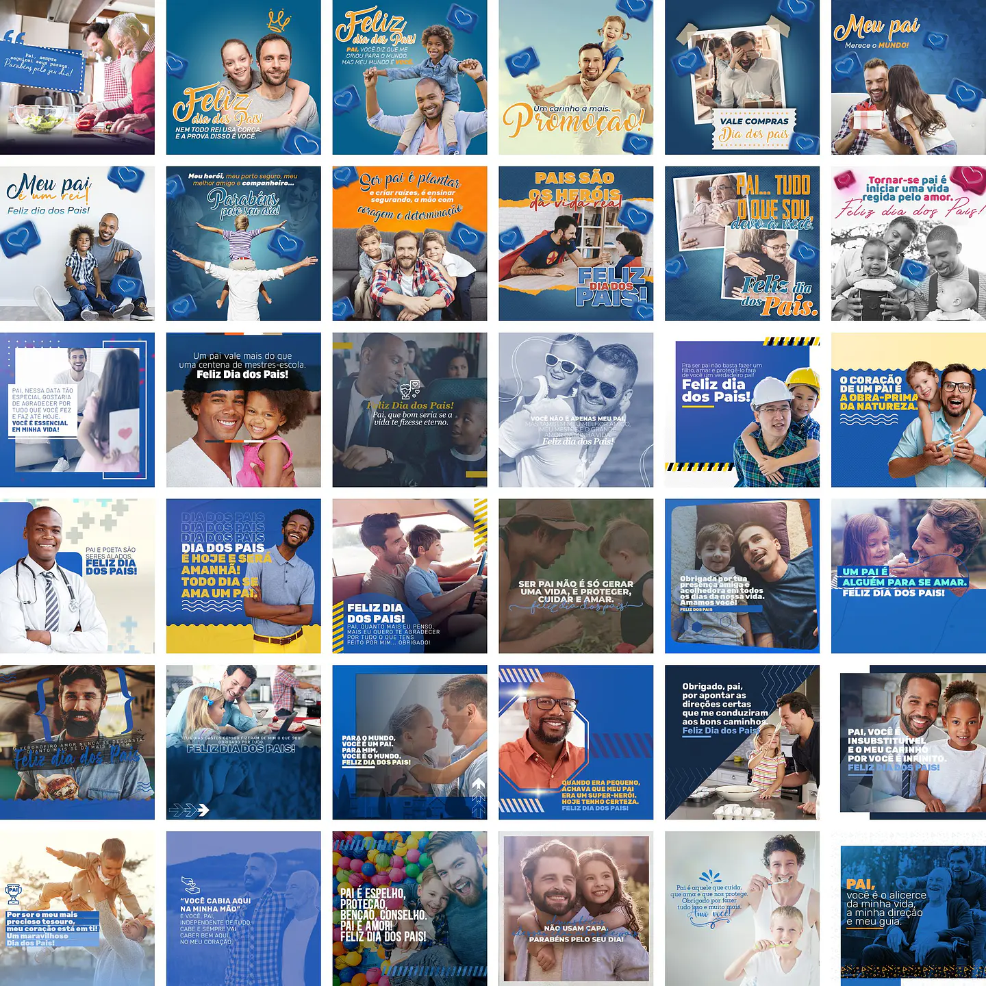 300 Artes Mídias Sociais Dia dos Pais 3.0 Editáveis Photoshop + Png 3