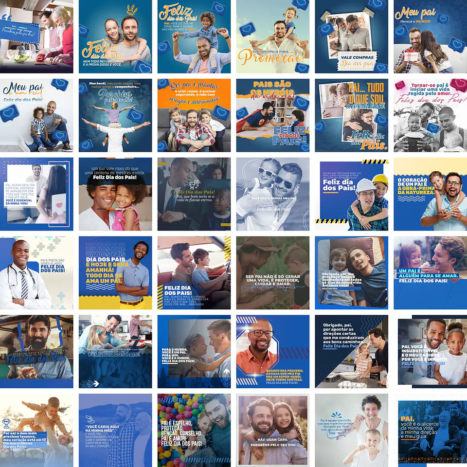 300 Artes Mídias Sociais Dia dos Pais 3.0 Editáveis Photoshop + Png 3