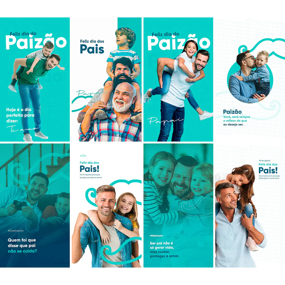 20 Artes Mídias Sociais Dia dos Pais Editáveis 2.0 Photoshop + Png 2