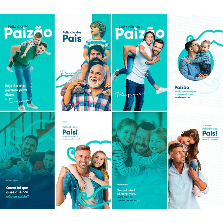20 Artes Mídias Sociais Dia dos Pais Editáveis 2.0 Photoshop + Png 2