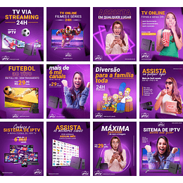 26 Artes Mídias Sociais IPTV Editáveis Photoshop + Png