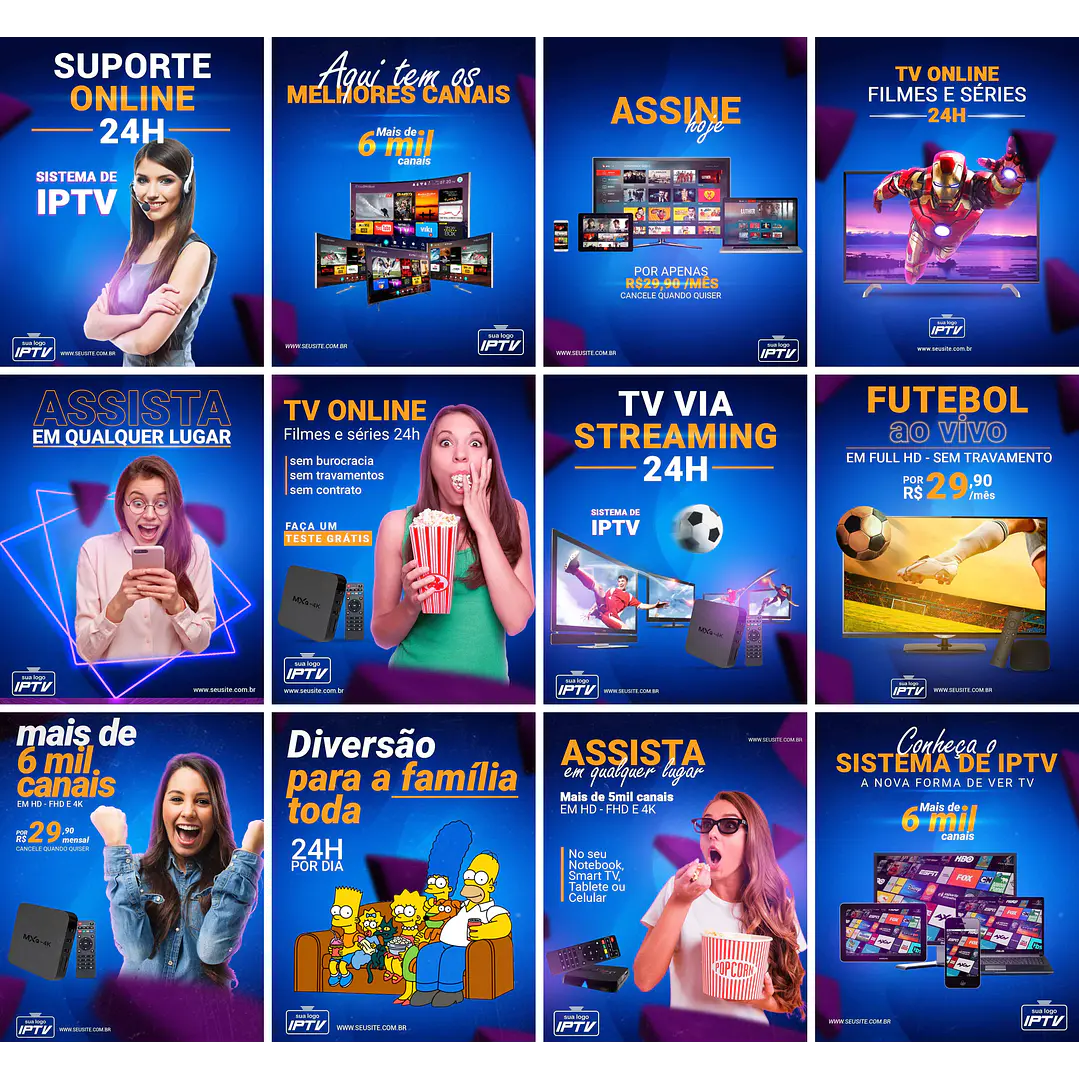 30 Artes Mídias Sociais IPTV Editáveis Photoshop + Png 1