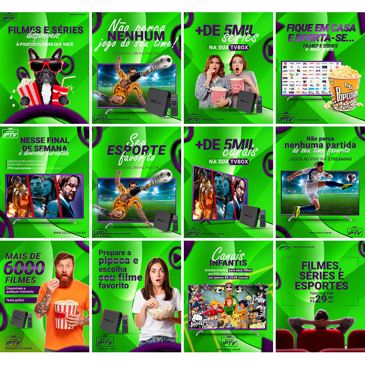 30 Artes Mídias Sociais IPTV Editáveis Photoshop + Png 2