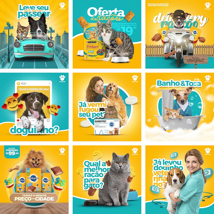 24 Artes Mídias Sociais Pet Shop Petshop Editáveis Photoshop + Png 1