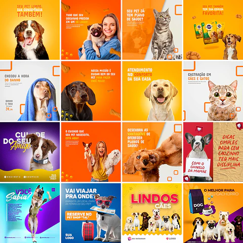 36 Artes Mídias Sociais Petshop Pet Shop Editáveis Photoshop + Png