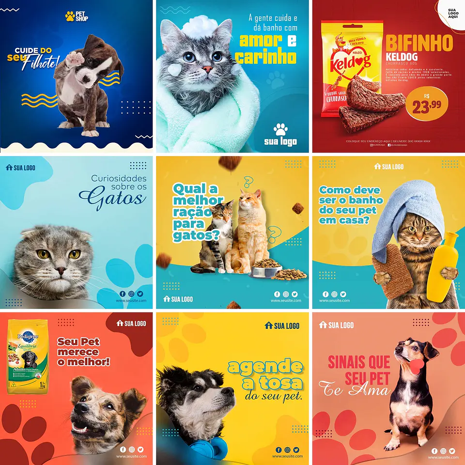 36 Artes Mídias Sociais Petshop Pet Shop Editáveis Photoshop + Png 3