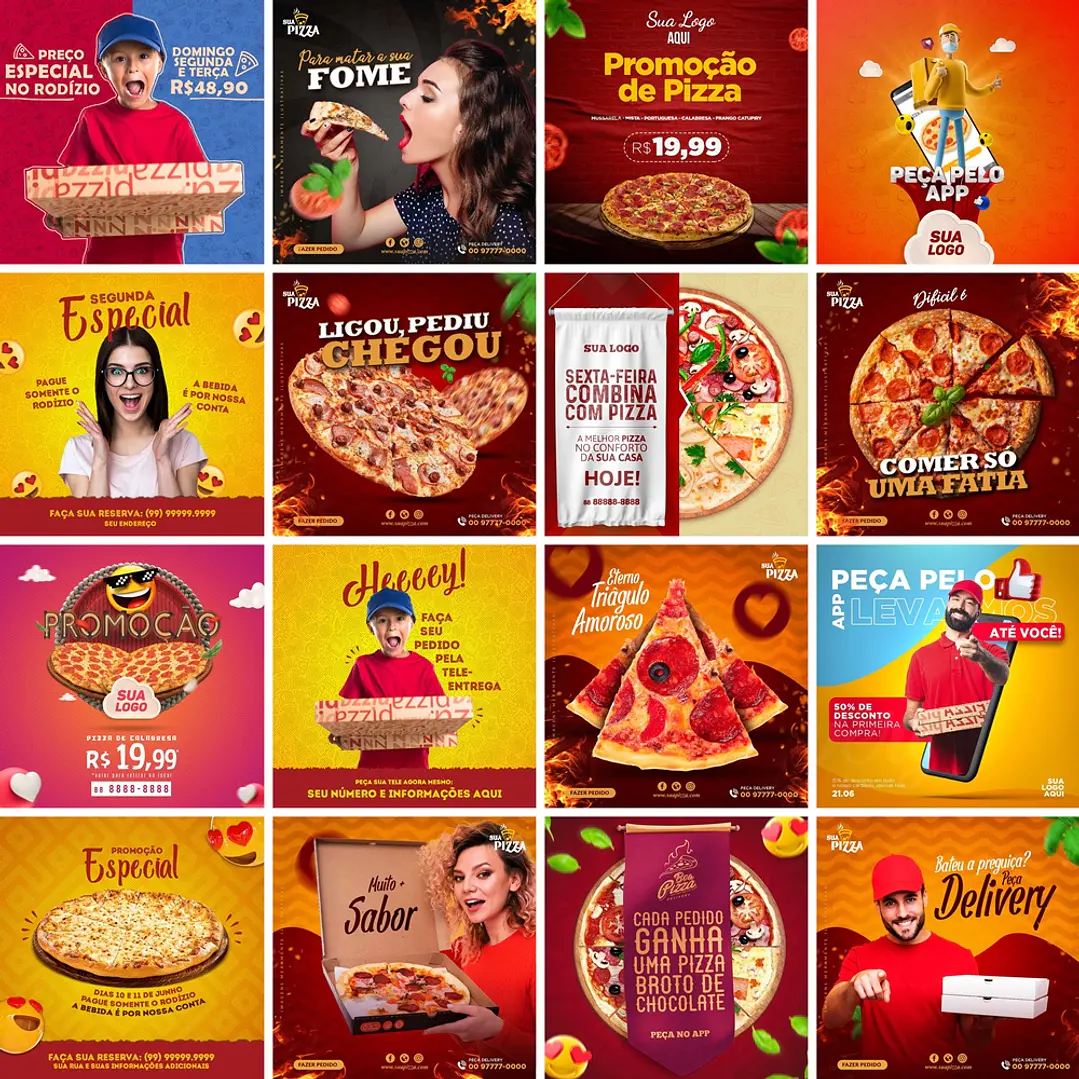 75 Artes Mídias Sociais Pizzaria 3.0 Editáveis Photoshop + Png 2