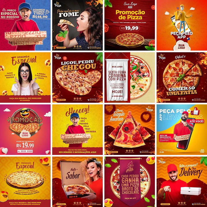 75 Artes Mídias Sociais Pizzaria 3.0 Editáveis Photoshop + Png 2