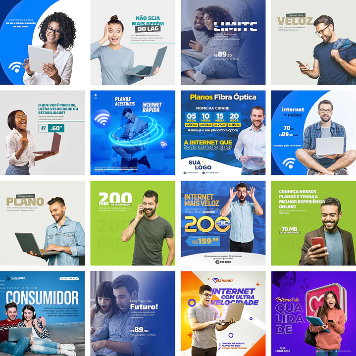 70 Artes Mídias Sociais Provedor de Internet 4.0 Editáveis Photoshop + Png 4