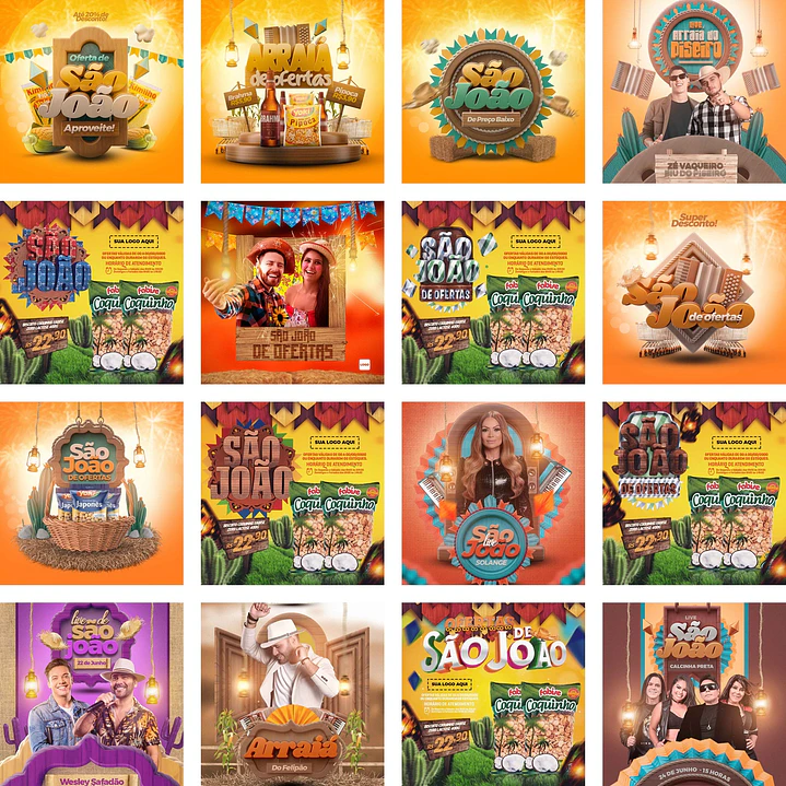 37 Artes Mídias Sociais Festa Junina São João Editáveis Photoshop + Png 1