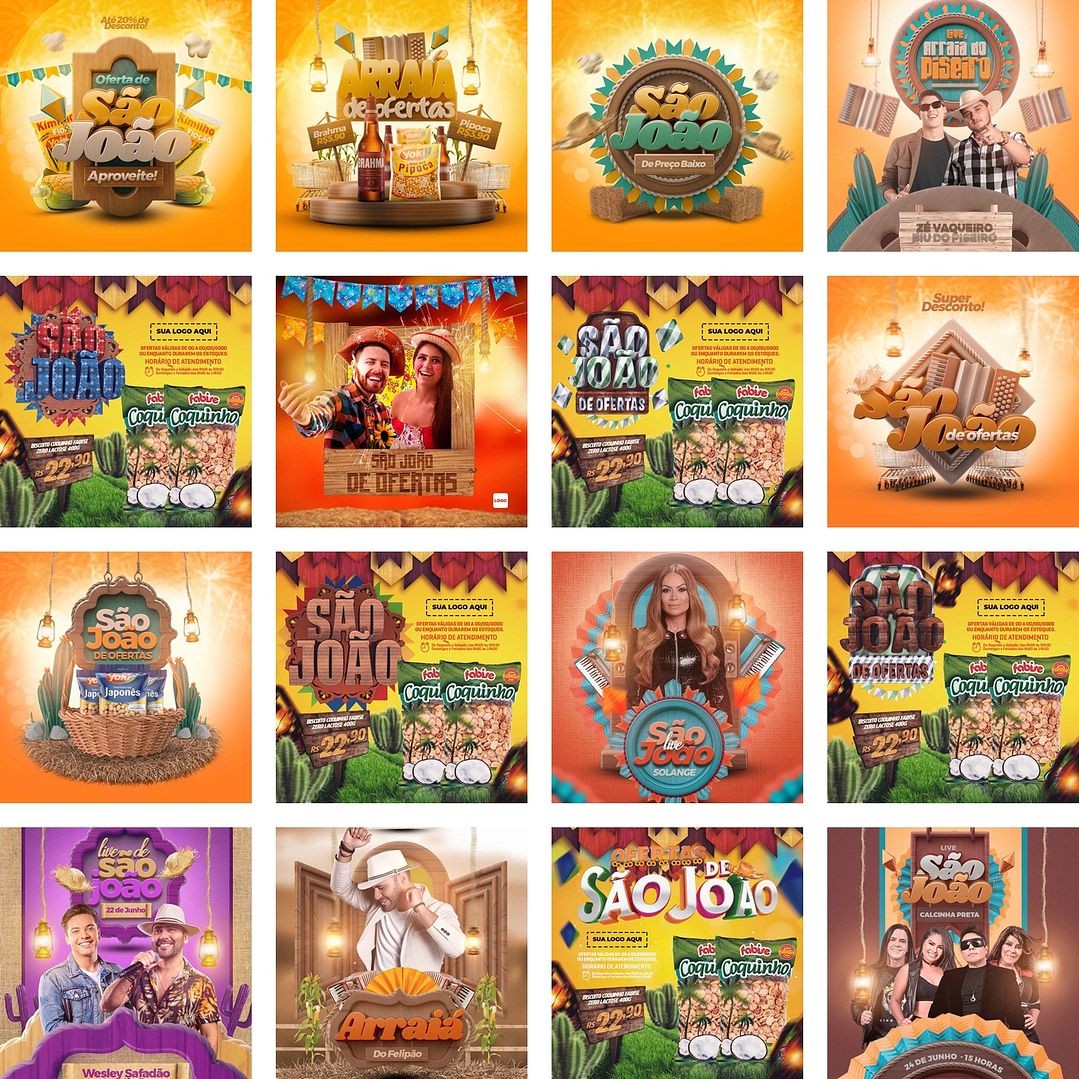 37 Artes Mídias Sociais Festa Junina São João Editáveis Photoshop + Png 1