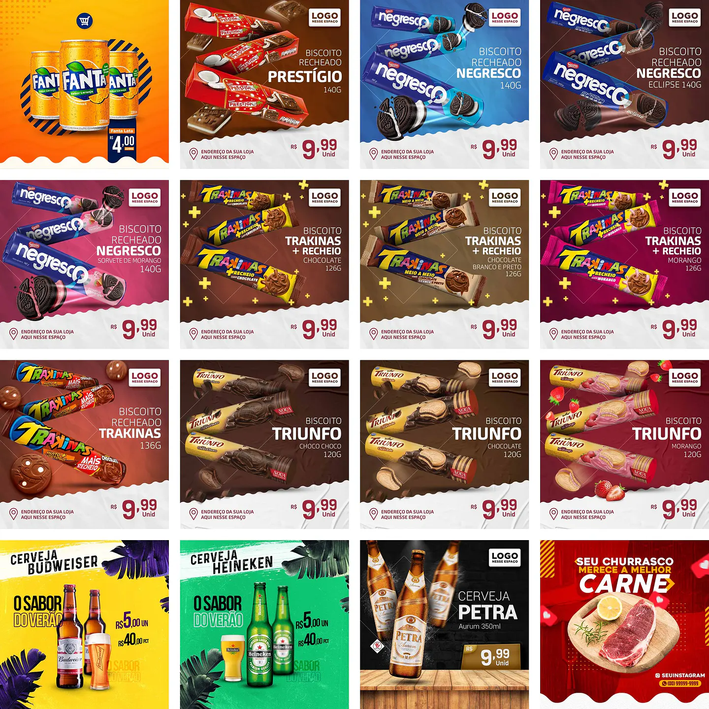 120 Artes Mídias Sociais Supermercados Editáveis Photoshop + Png 1
