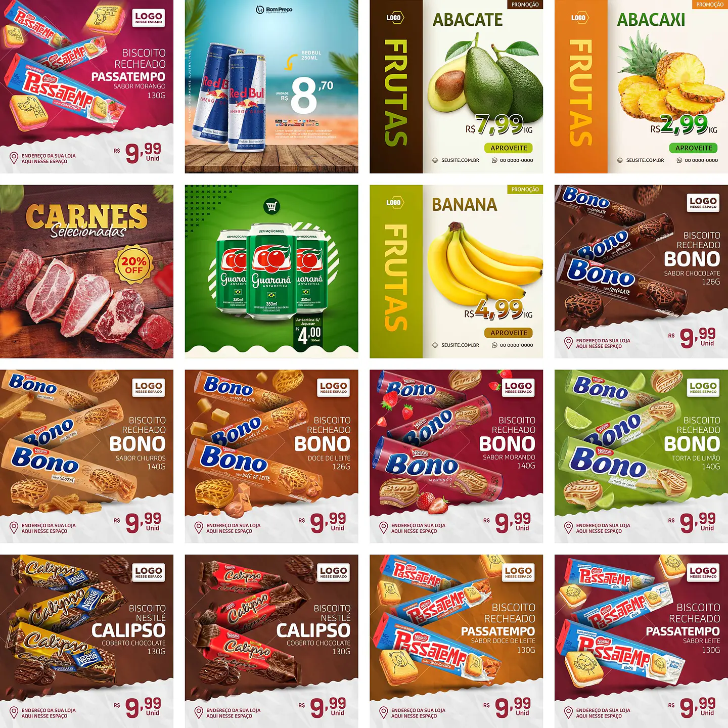 120 Artes Mídias Sociais Supermercados Editáveis Photoshop + Png 3