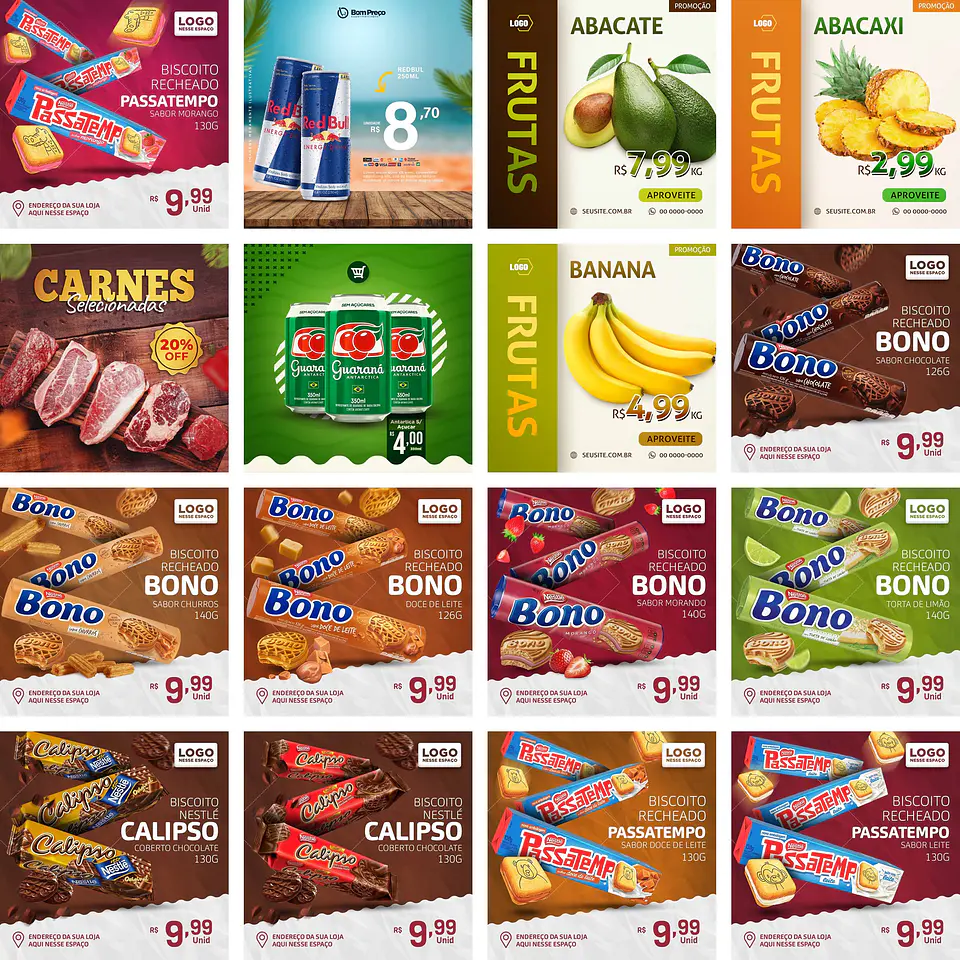 120 Artes Mídias Sociais Supermercados Editáveis Photoshop + Png 3