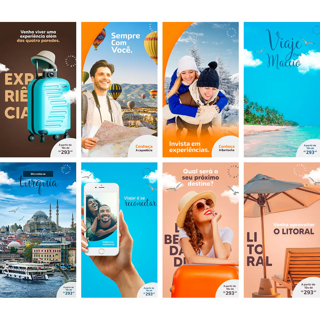 20 Artes Mídias Sociais Agência Turismo Viagens Editáveis Photoshop + Png 2