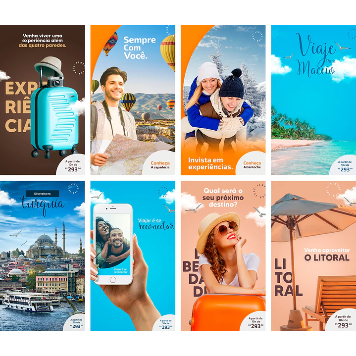 20 Artes Mídias Sociais Agência Turismo Viagens Editáveis Photoshop + Png 2